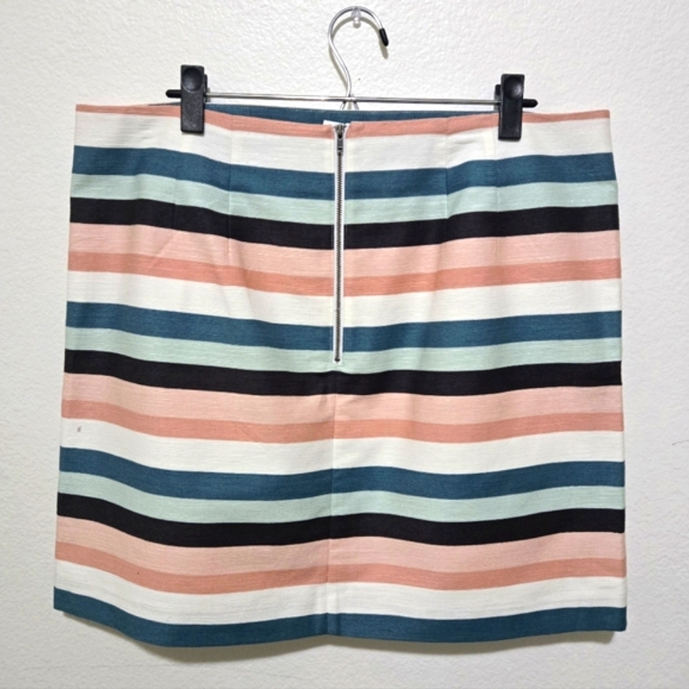 LOFT Striped Mini Skirt in Black, Pink, White and Teal Size 16 - Picture 2 of 10